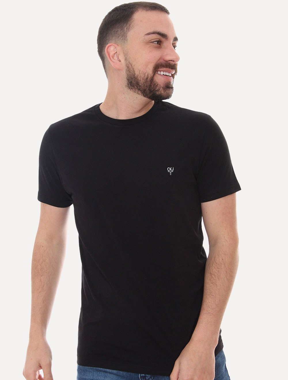 Camiseta Calvin Klein Jeans Masculina Light Omega Logo Preta