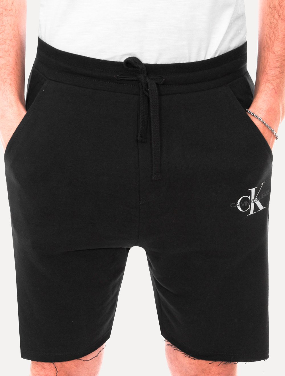 Bermuda Calvin Klein Jeans Masculina Moletom Est CK Logo Preta