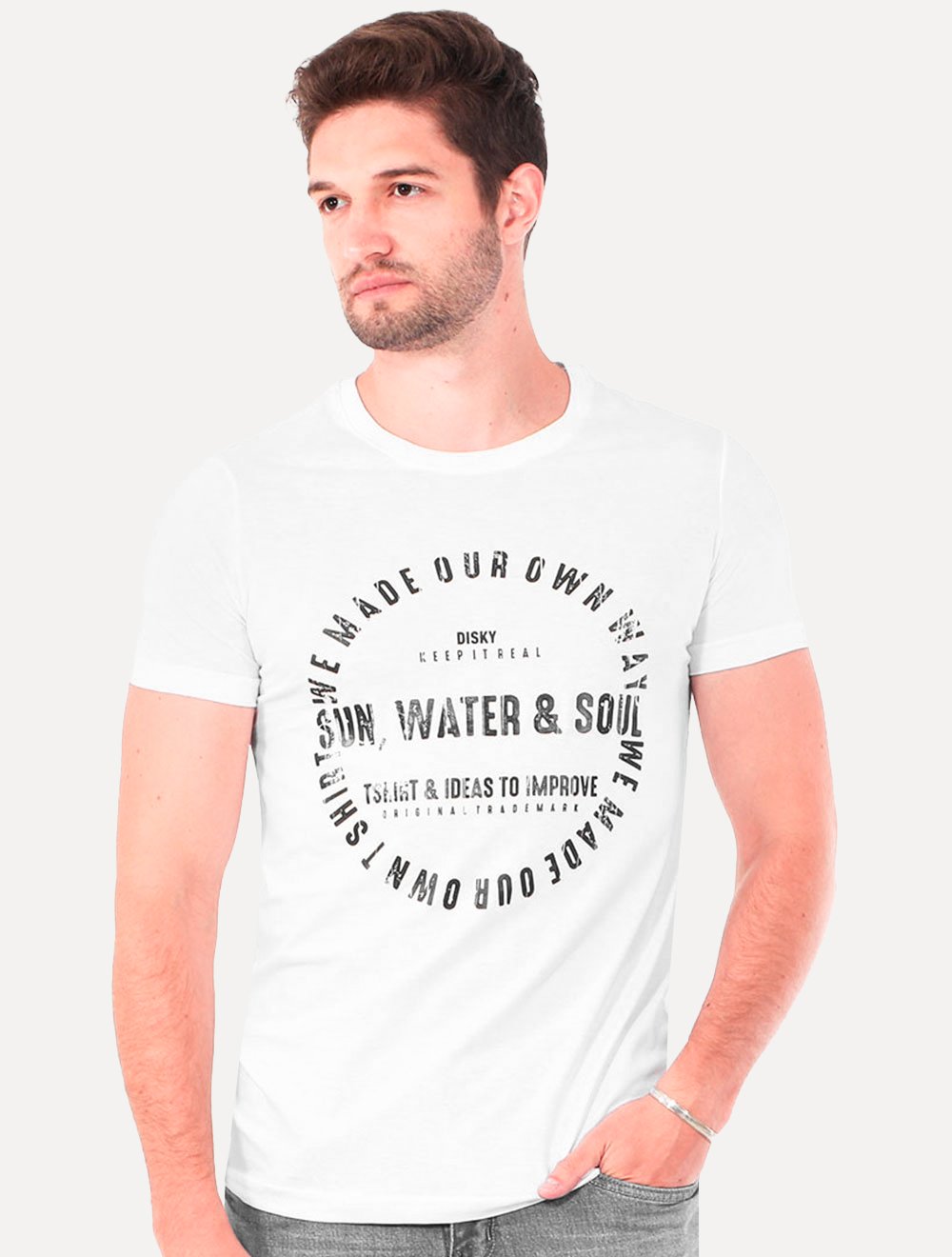 Camiseta Disky Masculina Sun Water & Soul Branca