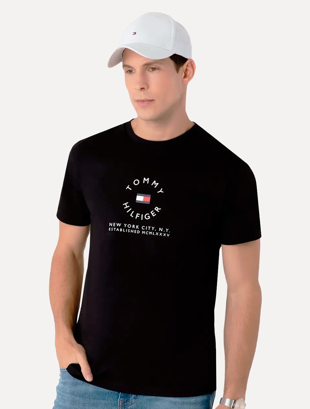 Camiseta Tommy Hilfiger Masculina Roundall Graphic Tee Preta