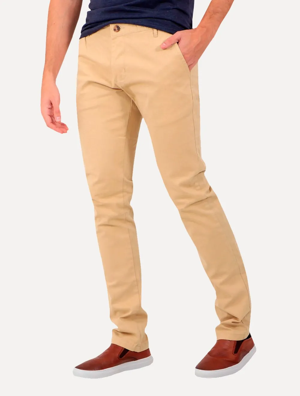 Caqui Calça De Sarja Slim Fit Casual Masculina CalÇa De Sarja