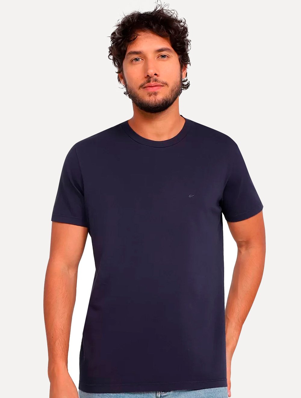 Camiseta Ellus Masculina Cotton Fine Classic Logo Azul Marinho