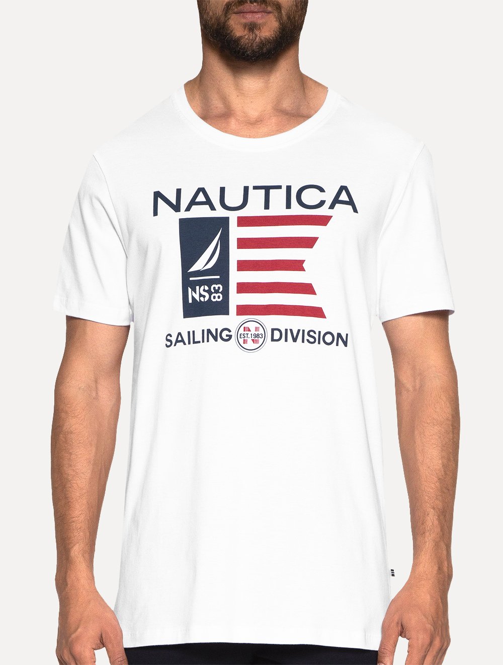 Camiseta Nautica Masculina Flag Sailing Division Branca
