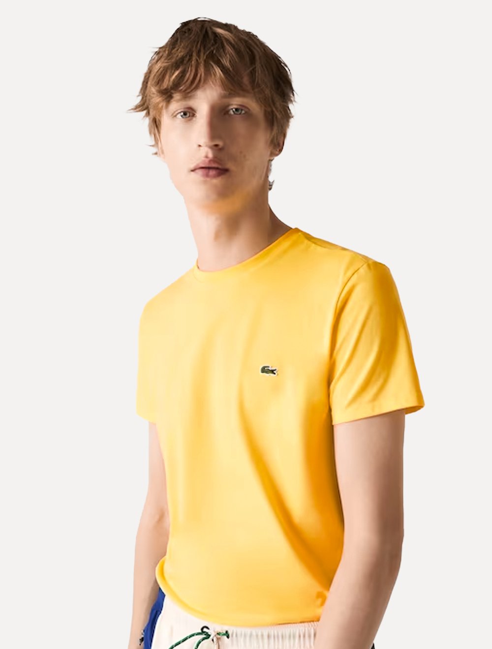 Camiseta Lacoste Masculina Jersey Pima Cotton Giallo Amarela