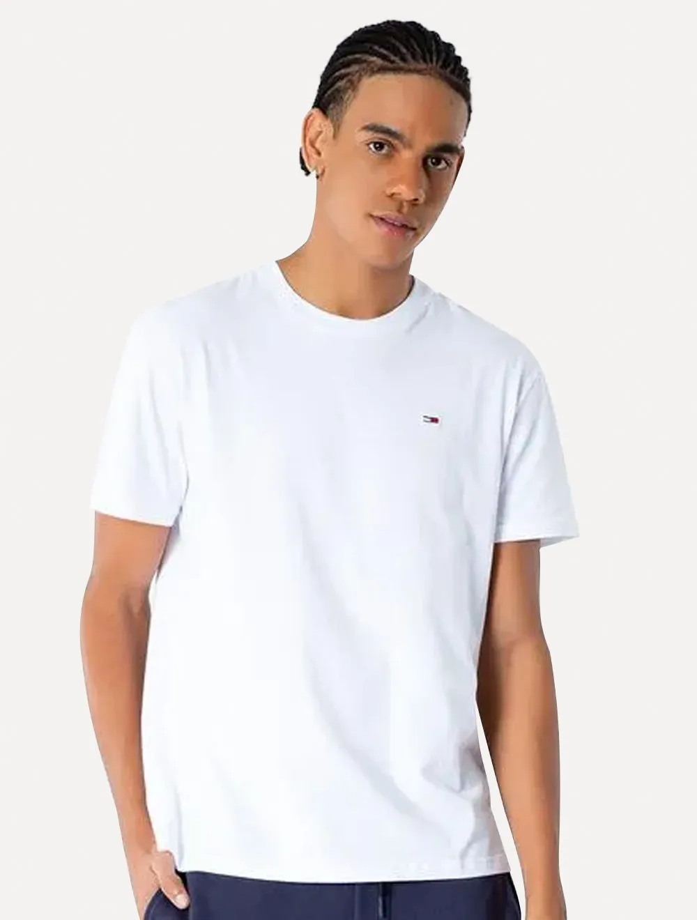 Camiseta Tommy Jeans Masculina Slim C-Neck Flag Branca