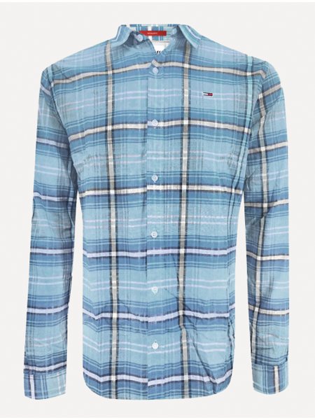 Camisa Tommy Jeans Masculina Xadrez Essential Check Azul