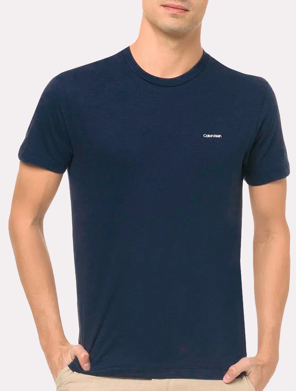 Camiseta Calvin Klein Masculina Flame New Logo Azul Marinho