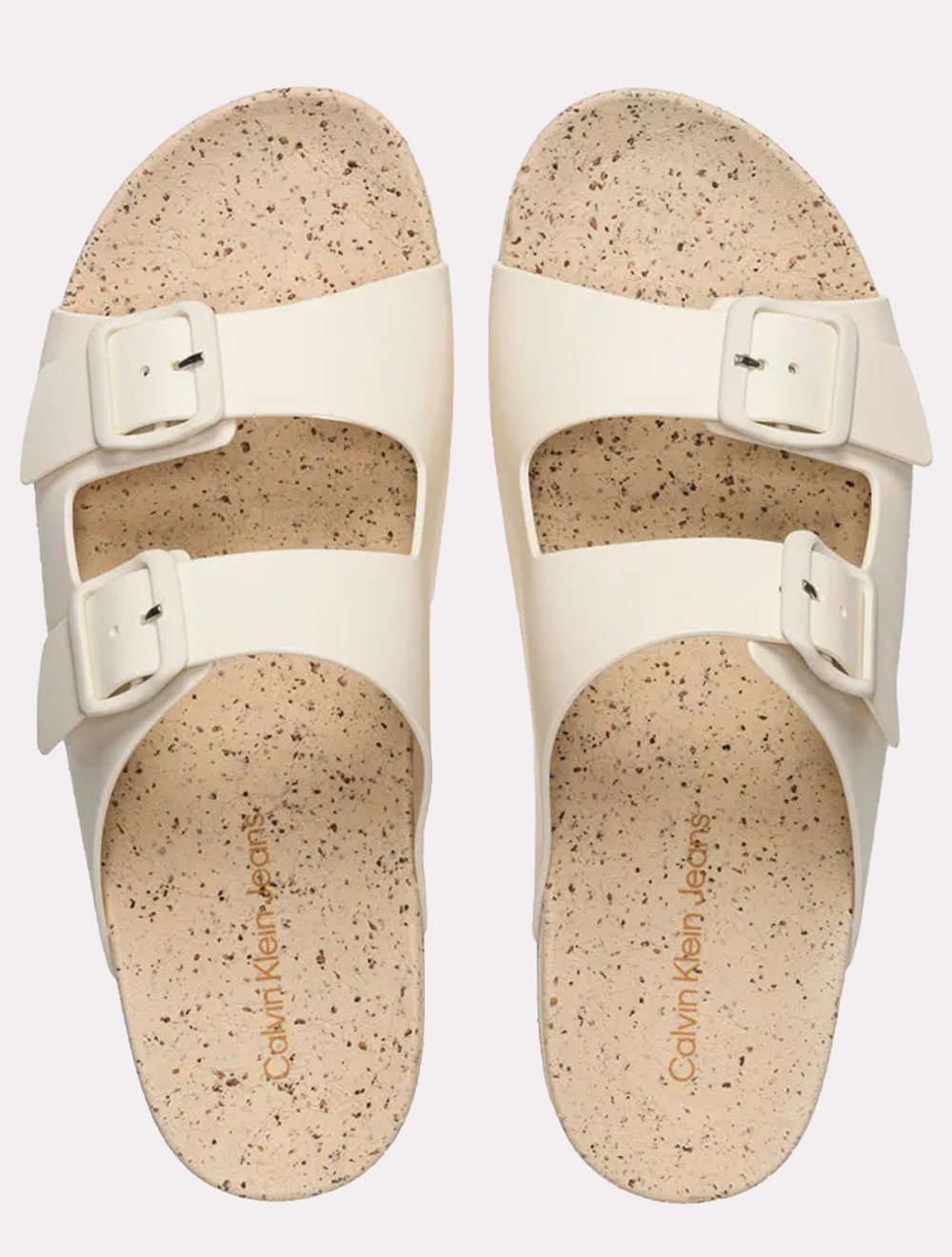 Chinelo Calvin Klein Jeans Slide Sustainable Duas Fivelas Off-White