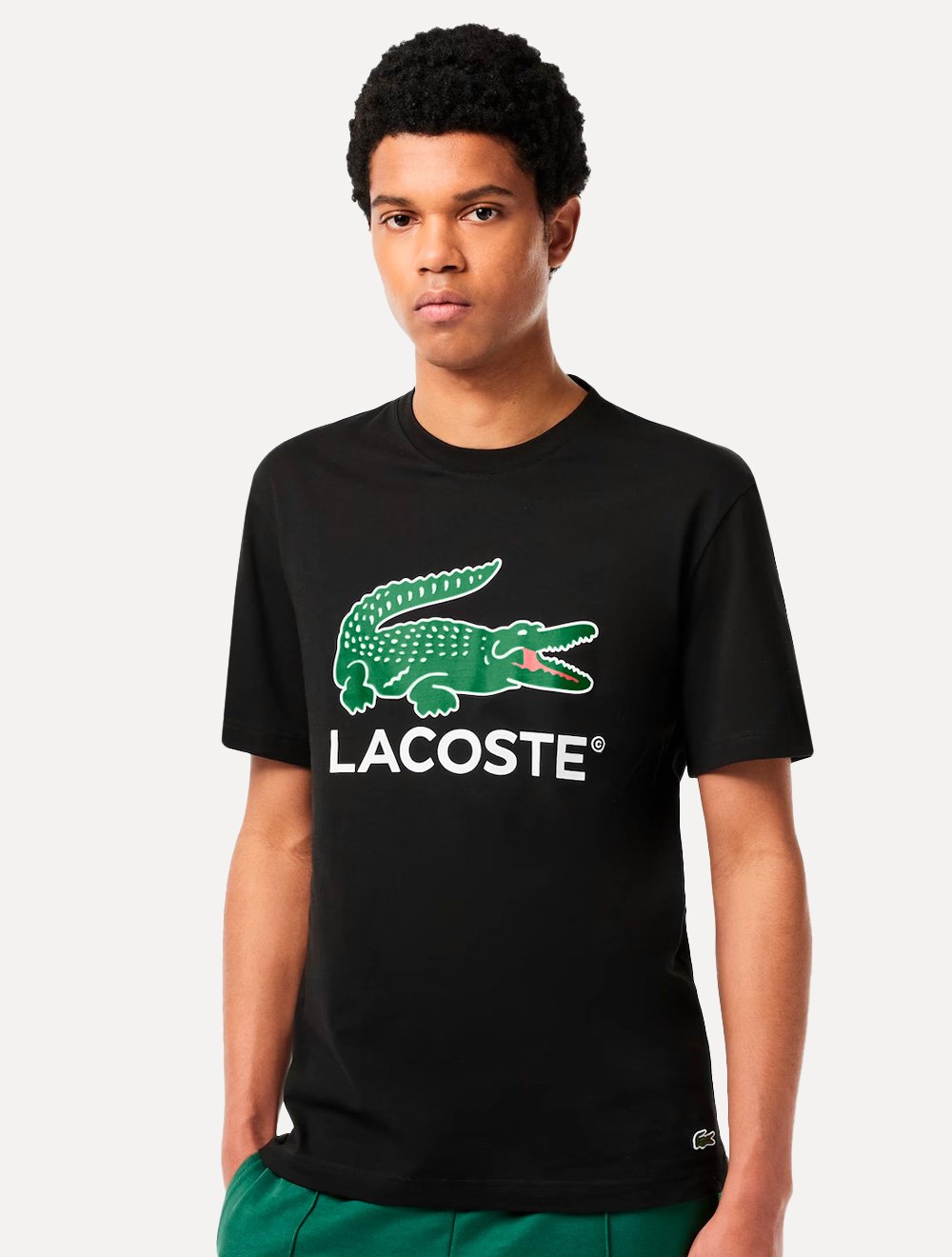 Camiseta Lacoste Masculina Jersey Croco Signature Logo Preta