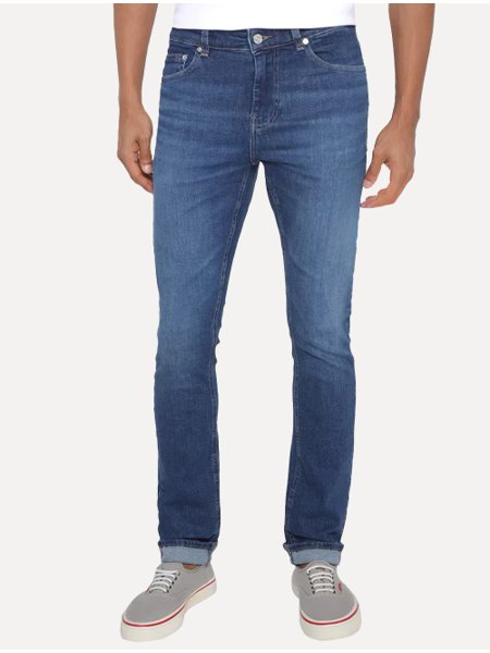 Calça Lacoste Jeans Masculina Slim Fit Cotton Denim Stretch Azul