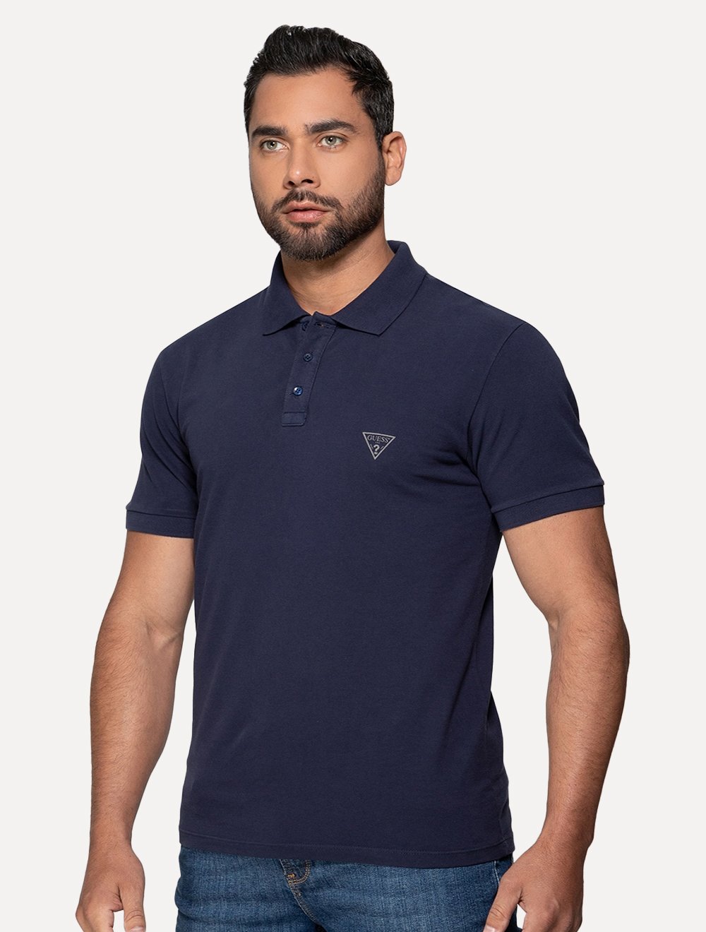 Polo Guess Masculina Piquet Azul Marinho | Secret Outlet