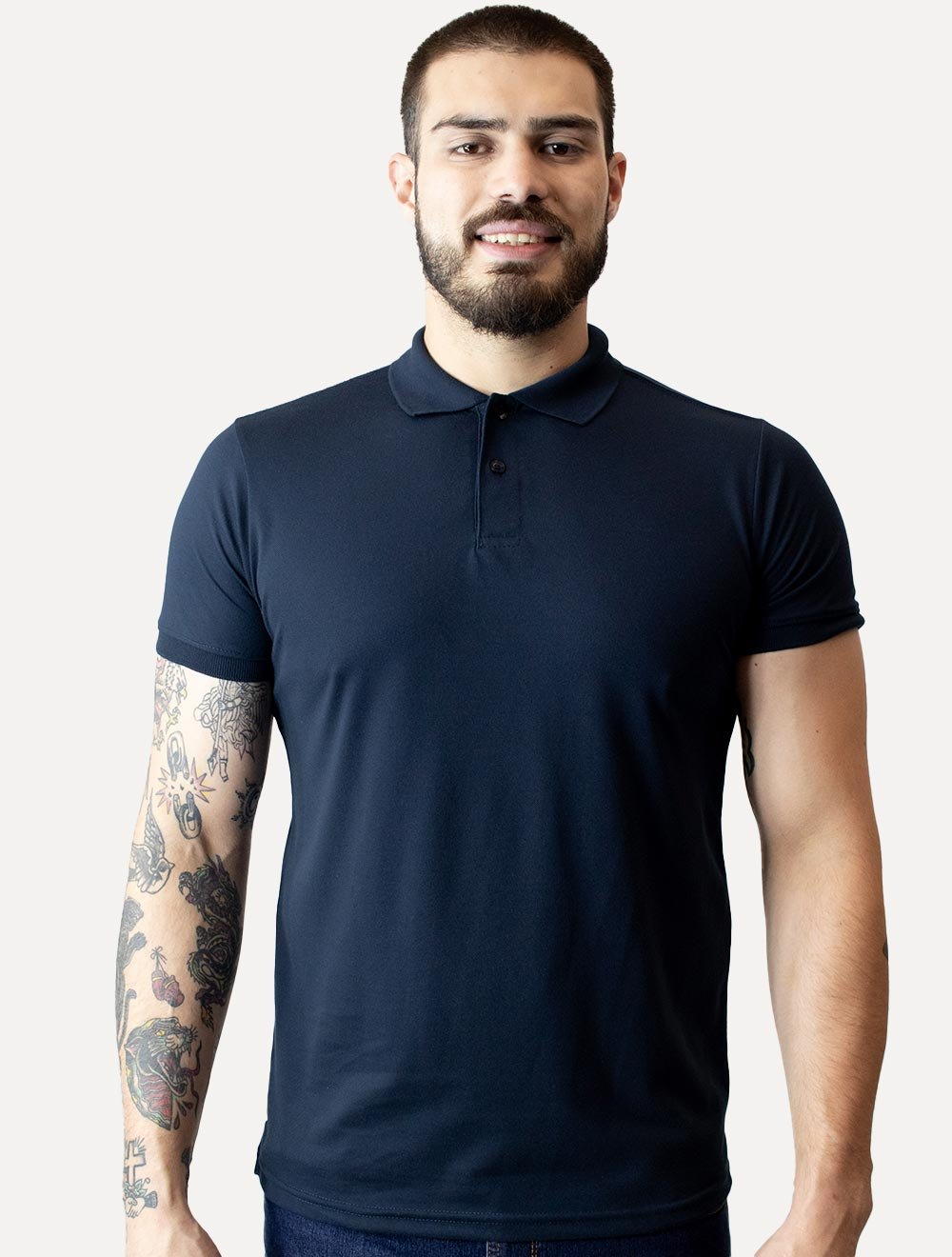 Polo Masculina Piquet Gola Lisa Azul Marinho | Secret Outlet