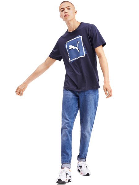 Camiseta Puma Masculina Brand Graphic Azul Marinho