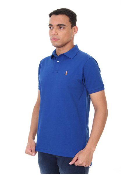 Polo Ralph Lauren Masculina Custom Fit Coloured Logo Royal