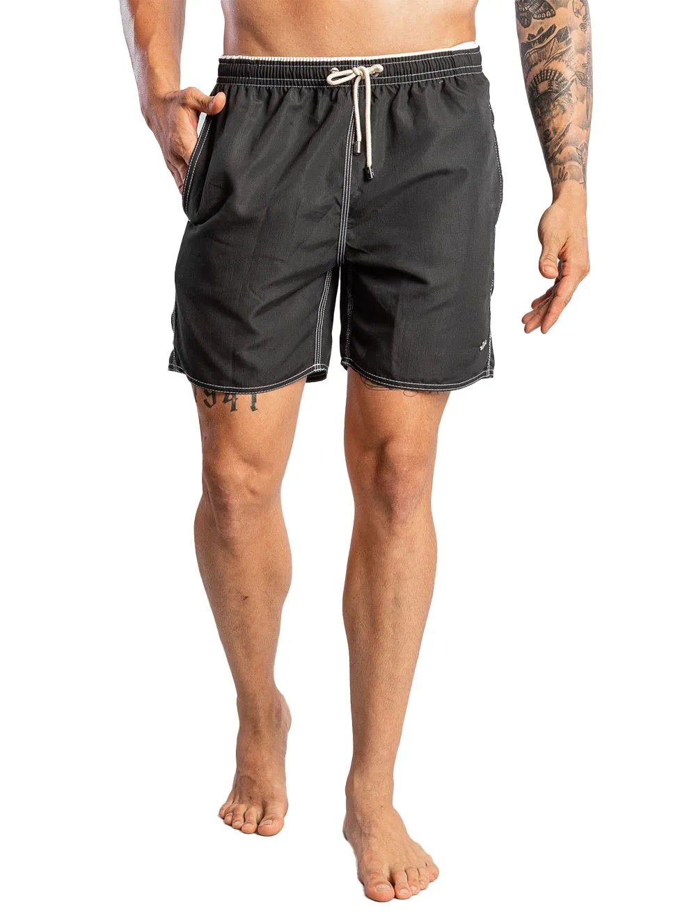 Short Sergio K Masculino Beachwear Liso Preto