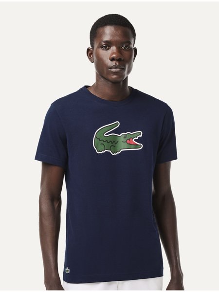 Camiseta Lacoste Masculina Regular Sport Dry Print Croco Azul