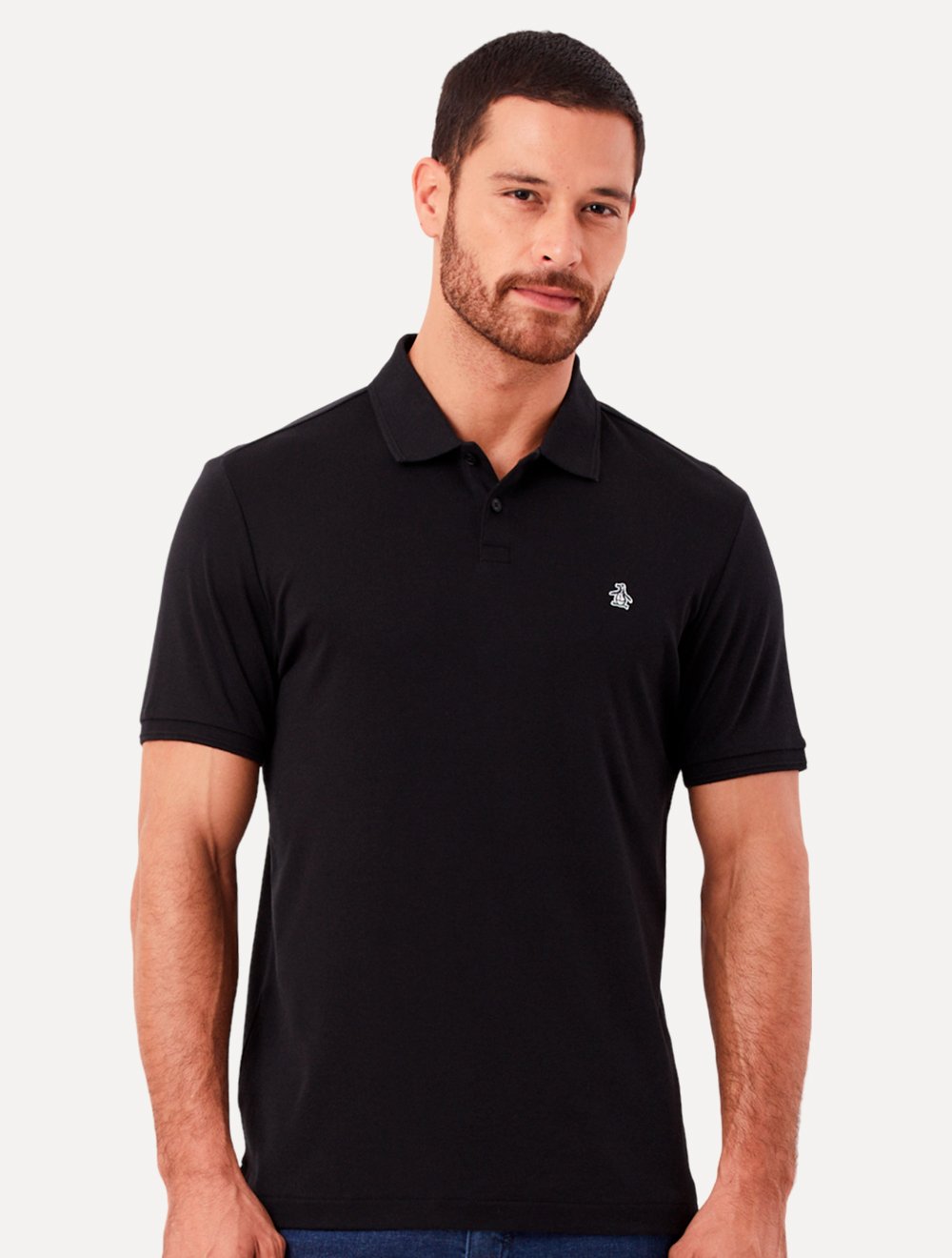 Polo Original Penguin Masculina Piquet Lisa Patch Preta | Secret