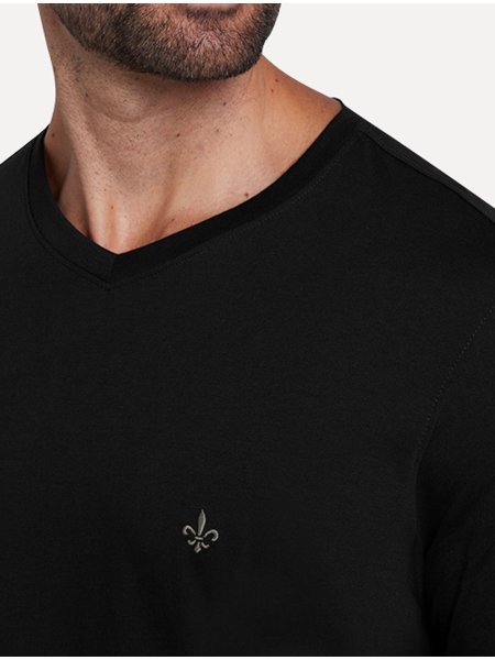 Camiseta Dudalina Masculina V-Neck Essential Gray Icon Preta