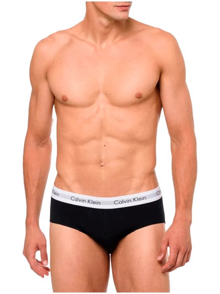 Cueca Calvin Klein Brief Cotton Stretch Classic Preta/ Branca/ Mescla Pack 3UN