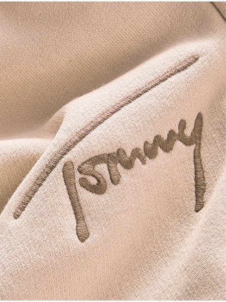 Bermuda Tommy Jeans Masculina Moletom Embroidered Signature Cáqui
