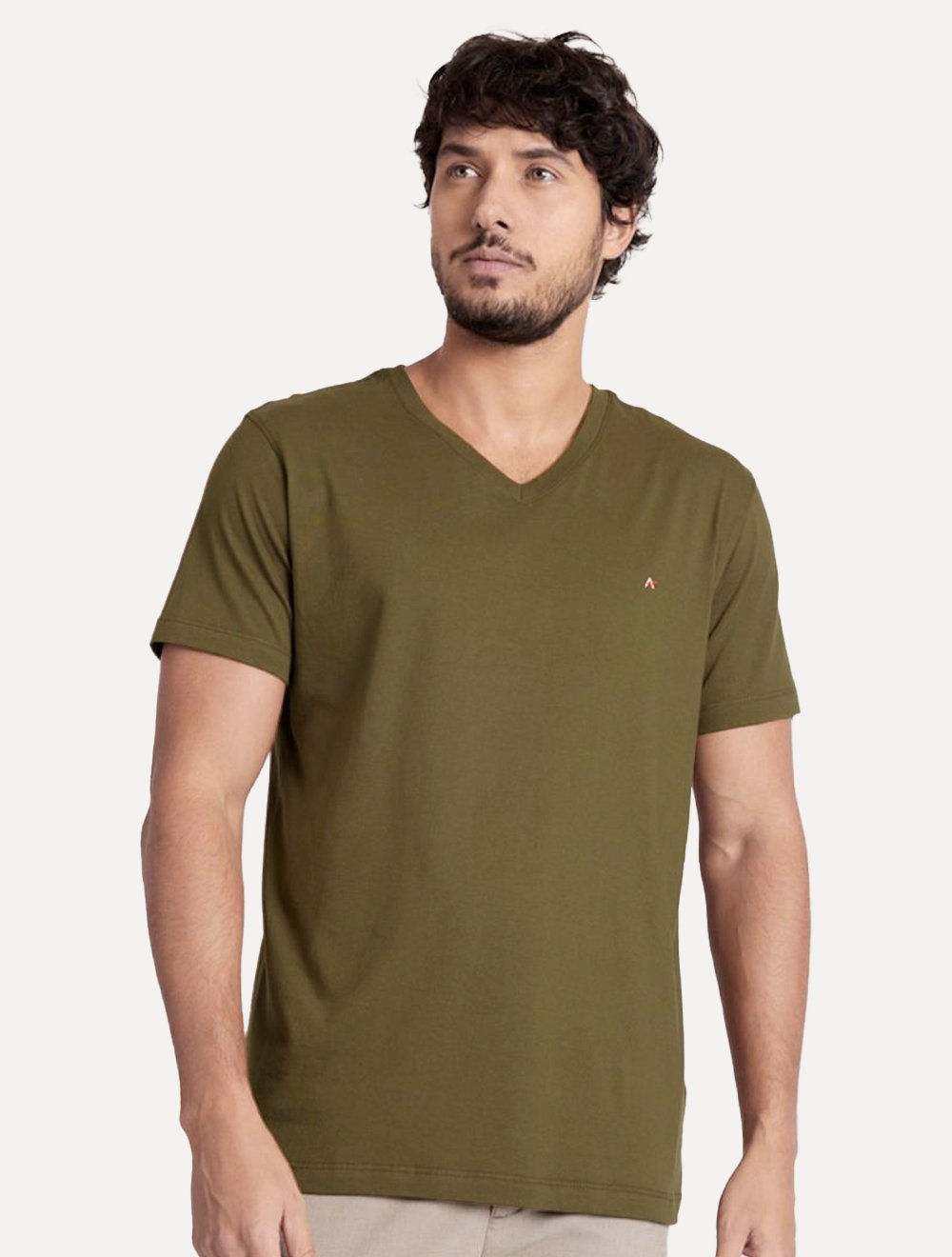 Camiseta Aramis Masculina Basic V-Neck Verde Musgo