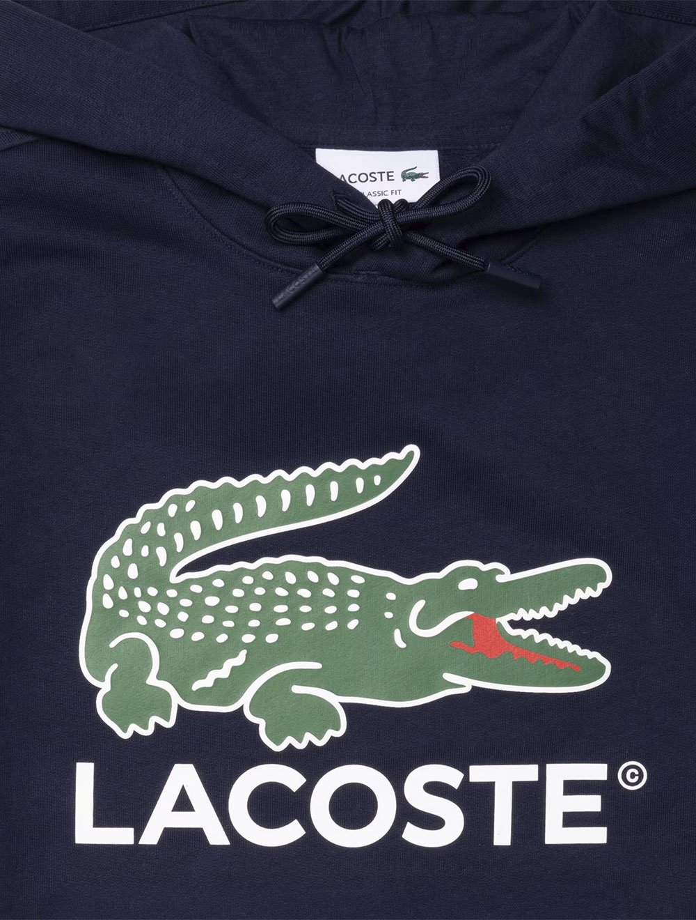Moletom Lacoste Masculino Hoodie Classic Fit Cotton Fleece Logo Azul Marinho