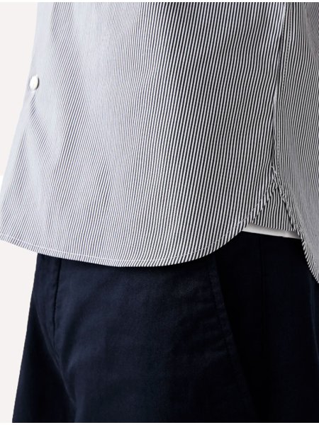 Camisa Lacoste Masculina Slim Fit Popeline Stretch Striped Preta