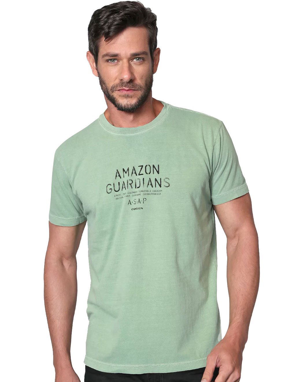 Camiseta Osklen Masculina Regular Stone Amazon Tag Eco Verde
