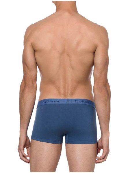 Cuecas Calvin Klein Low Rise Trunk Print Branca Azul Médio Marinho Pack 3UN