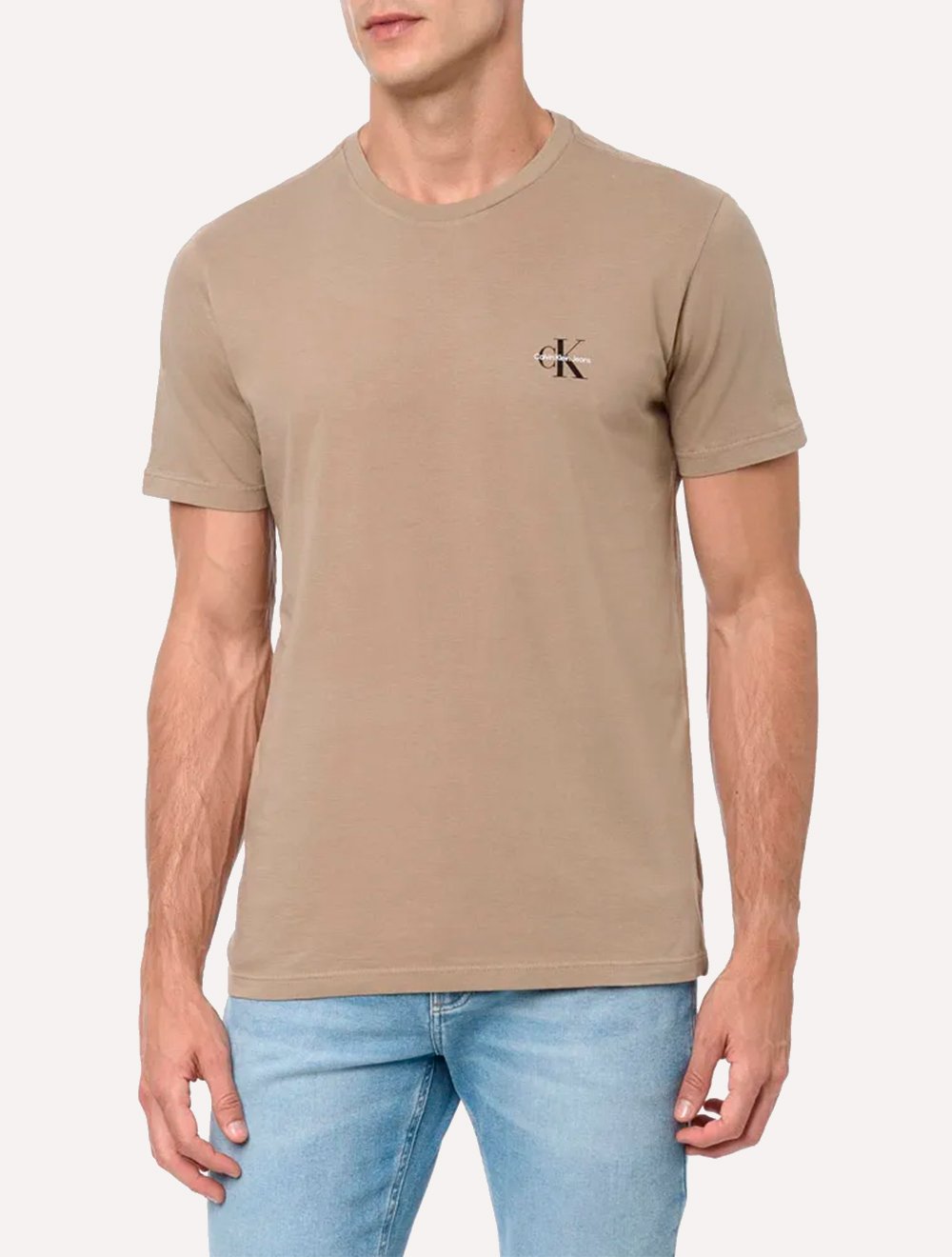 Camiseta Calvin Klein Jeans Masculina New Mono Logo Re Issue Cáqui
