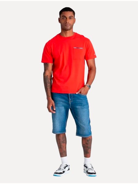 Camiseta Tommy Jeans Masculina Essential Flag Pocket Vermelha
