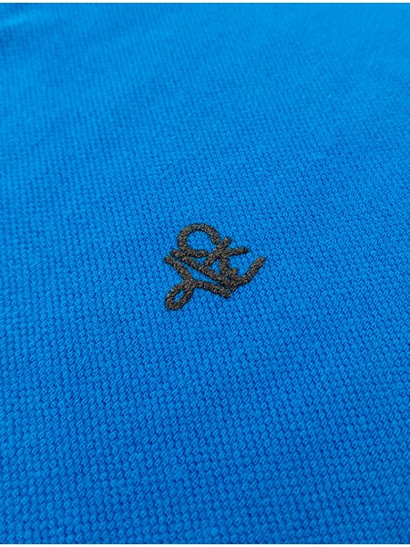 Polo Calvin Klein Masculina Jeans Piquet Omega Logo Azul Royal
