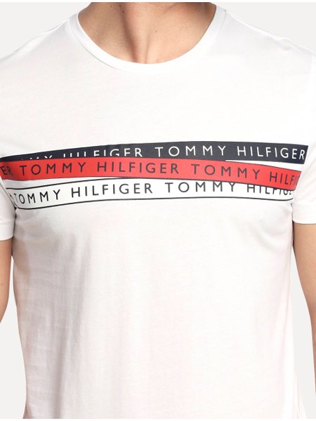 Camiseta Tommy Hilfiger Masculina Corp Chest Taping Branca