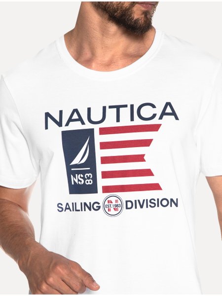 Nautica Sailing Crew Team T Shirt Navy Blue Size Medium Flags