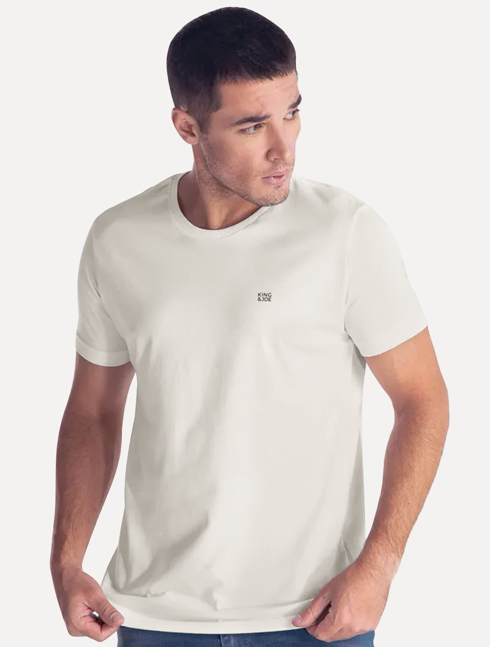 Camiseta King & Joe Masculina Slim Basic Black Small Logo Off-White
