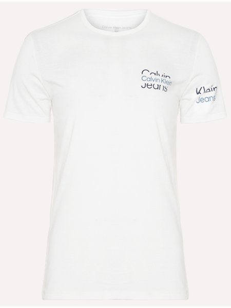 Camiseta Calvin Klein Jeans Masculina Logo Crop Branca