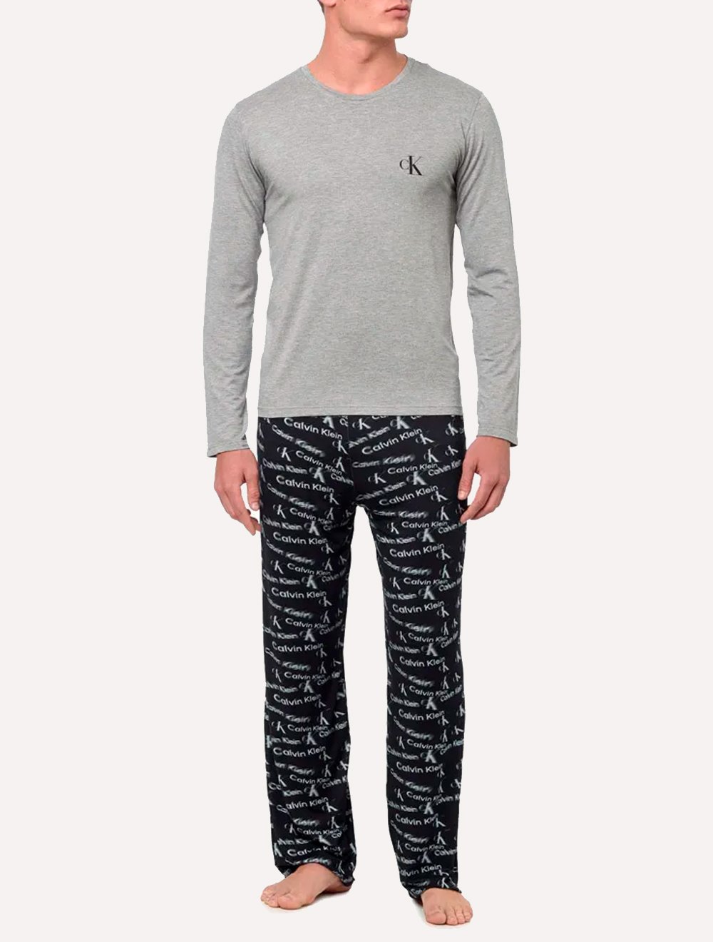 Pijama Calvin Klein Masculino Manga Longa Calça CK Visco Warped