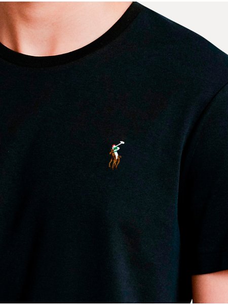 Camiseta Ralph Lauren Custom Slim Fit Coloured Logo Preta