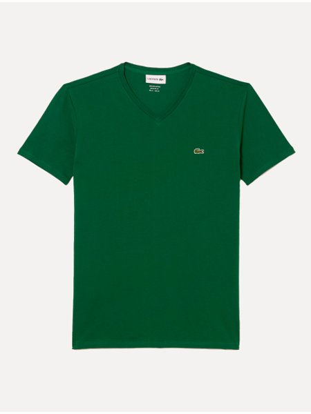 Camiseta Lacoste Masculina Jersey Pima Cotton Gola V Verde Escuro