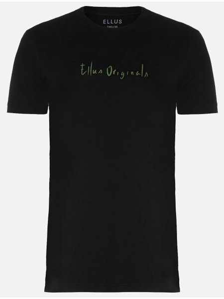 Camiseta Ellus Masculina Cotton Fine Originals Green Logo Preta