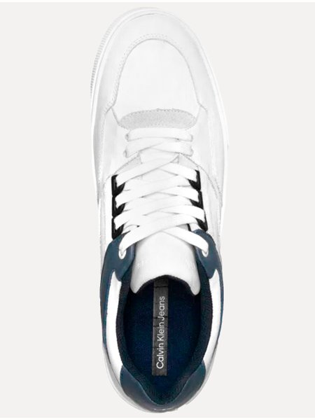 Tênis Calvin Klein Jeans Masculino Couro Sash Logo Basico Branco/Azul