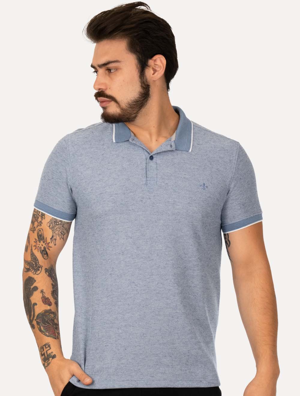トップス tdk_void polo Polo Piquet Copa Branco Dudalina Masculina - Dudalina
