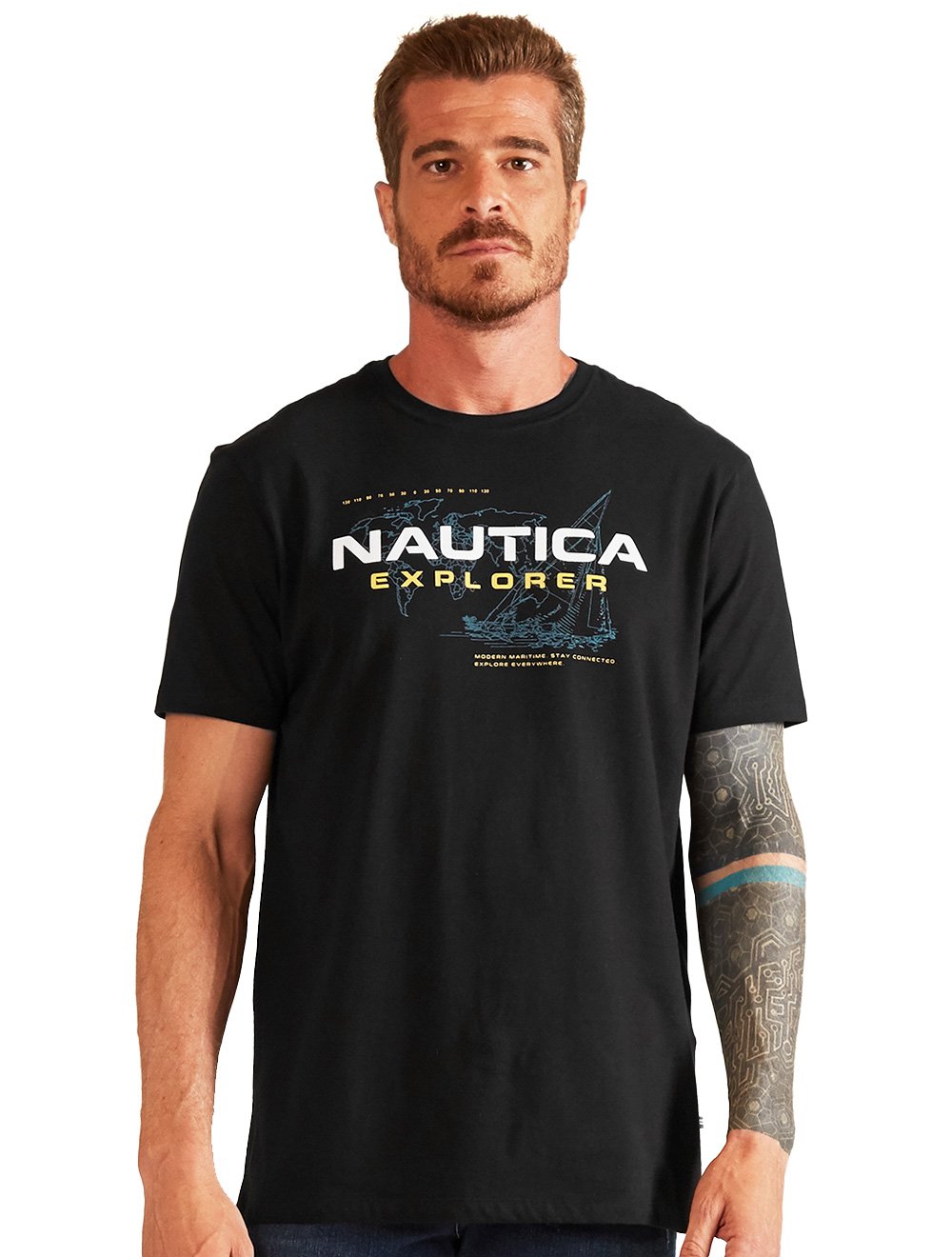 Camiseta Nautica Masculina Explorer World Preta