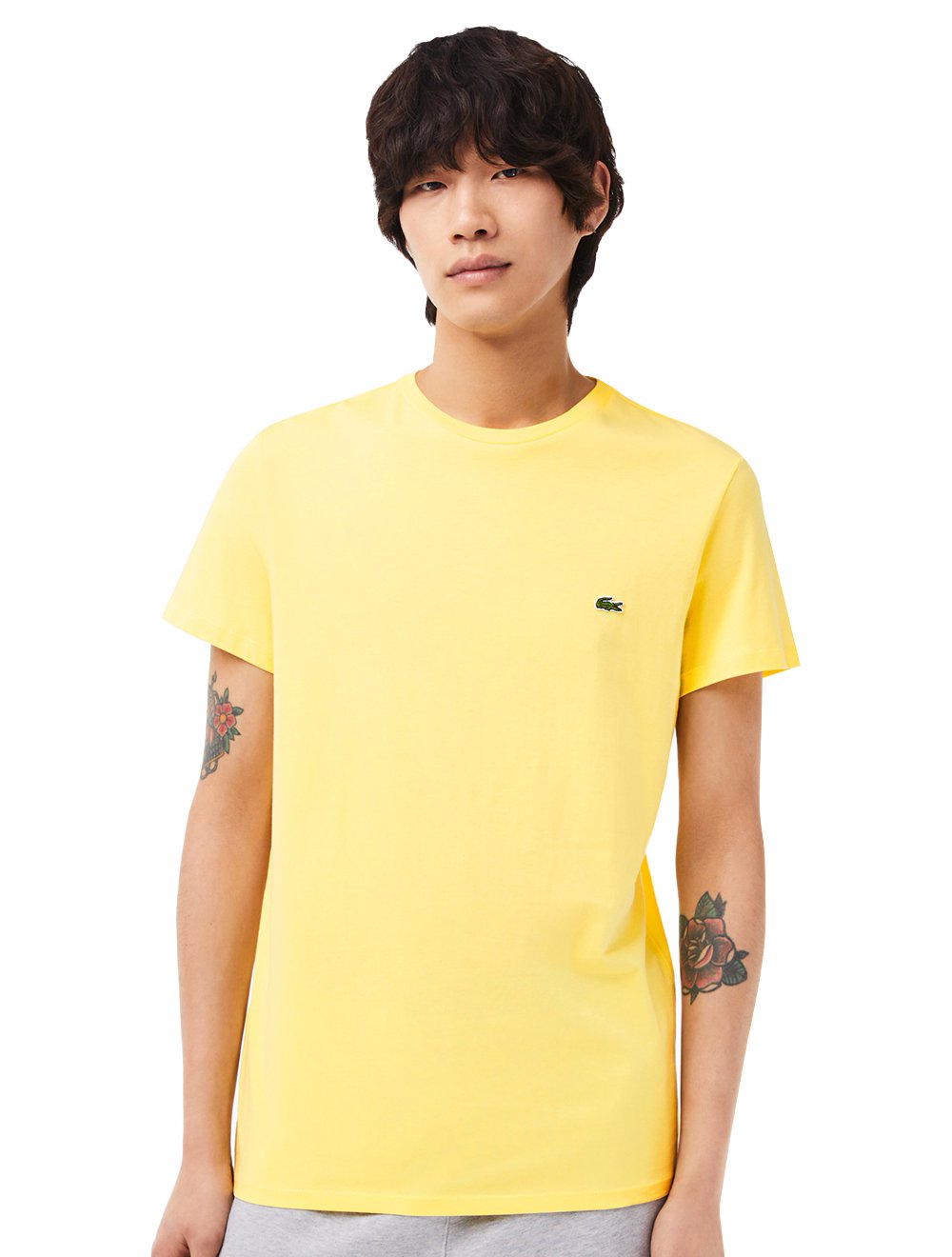 Camiseta Lacoste Masculina Jersey Pima Cotton Amarelo Claro