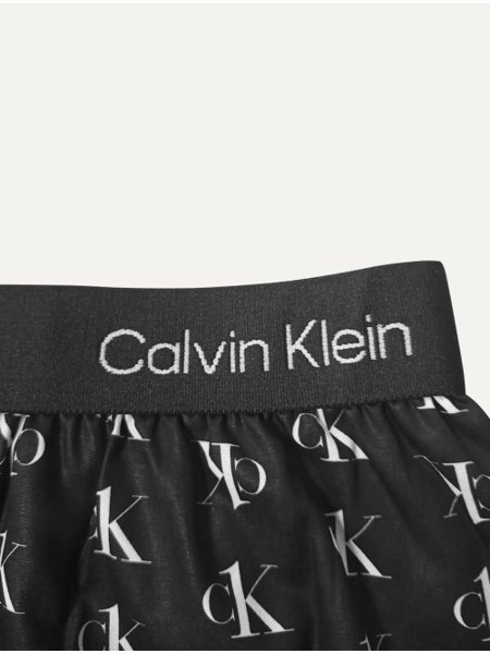 Cueca Calvin Klein Samba Canção Ck Print Staggered Logo Preta