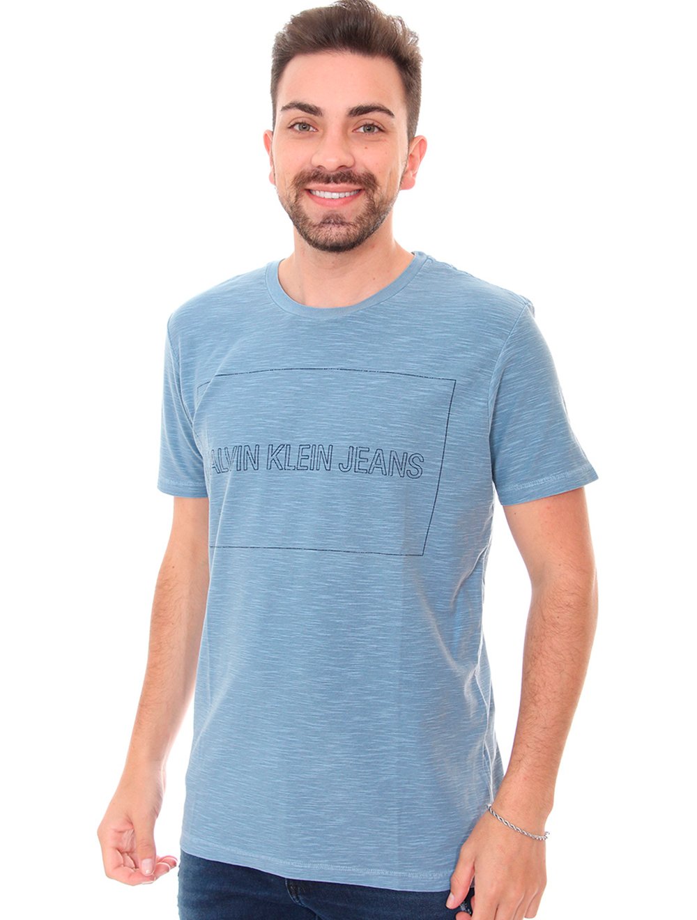 Camiseta Calvin Klein Jeans Logo Azul-Marinho - Compre Agora