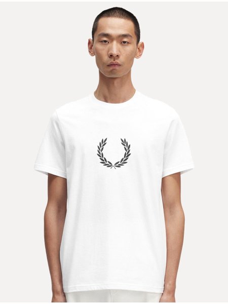 Camiseta Fred Perry Masculina Regular Laurel Wreath Graphic Branca