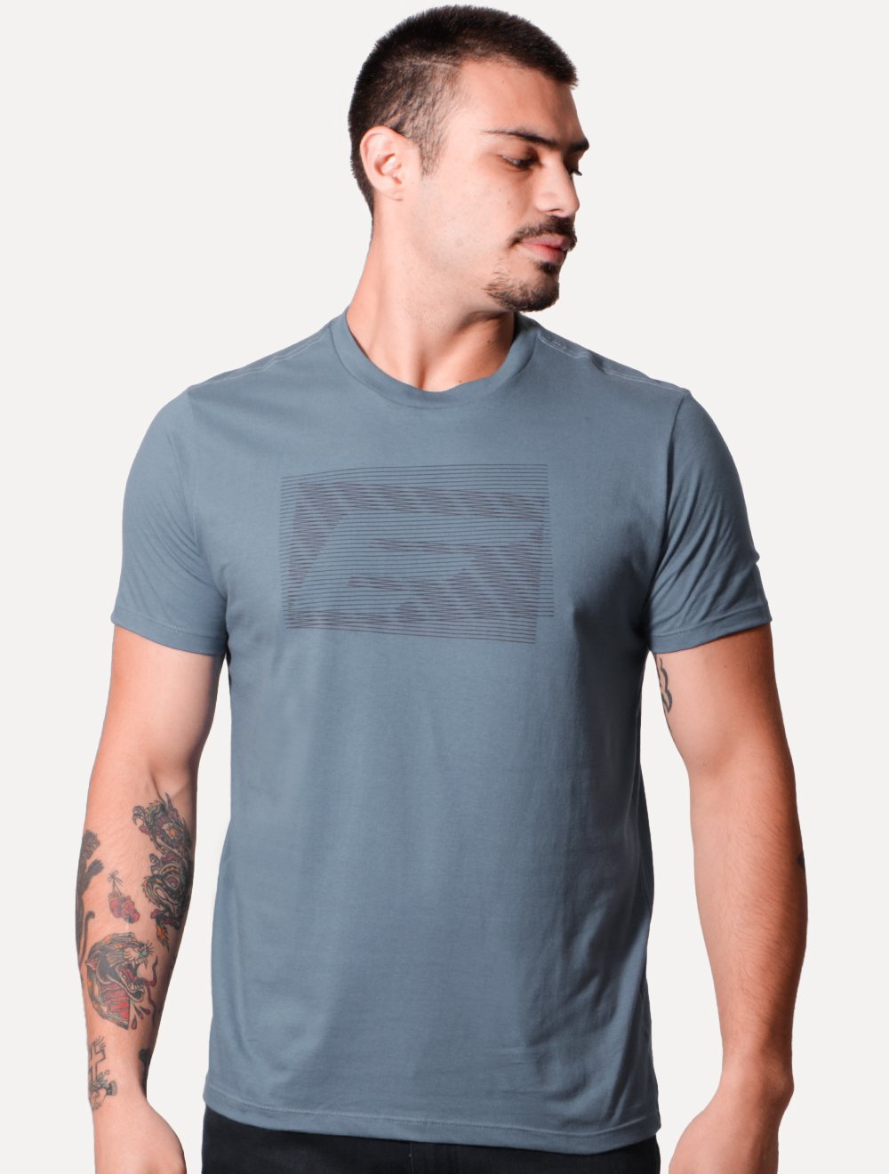 Camiseta Ellus Masculina Fine Easa Lines Classic Azul Médio