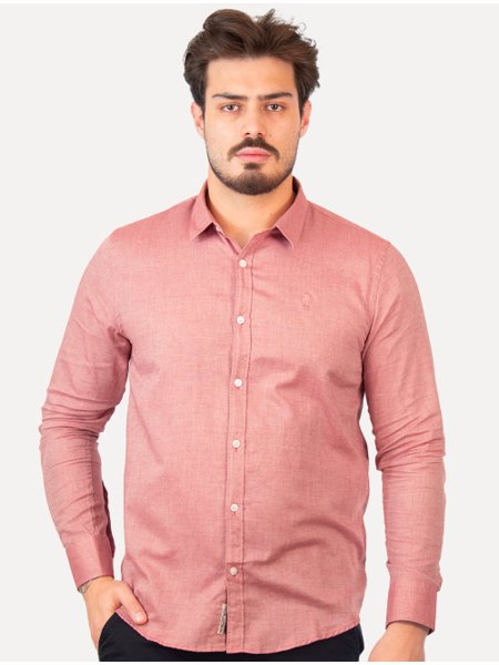 Camisa Original Penguin Masculina Regular Oxford Vermelho Mescla