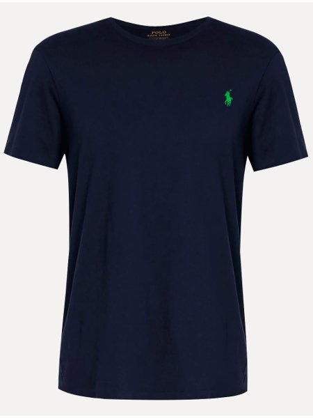 Camiseta Ralph Lauren Masculina Custom Slim Fit Green Icon Azul Marinho